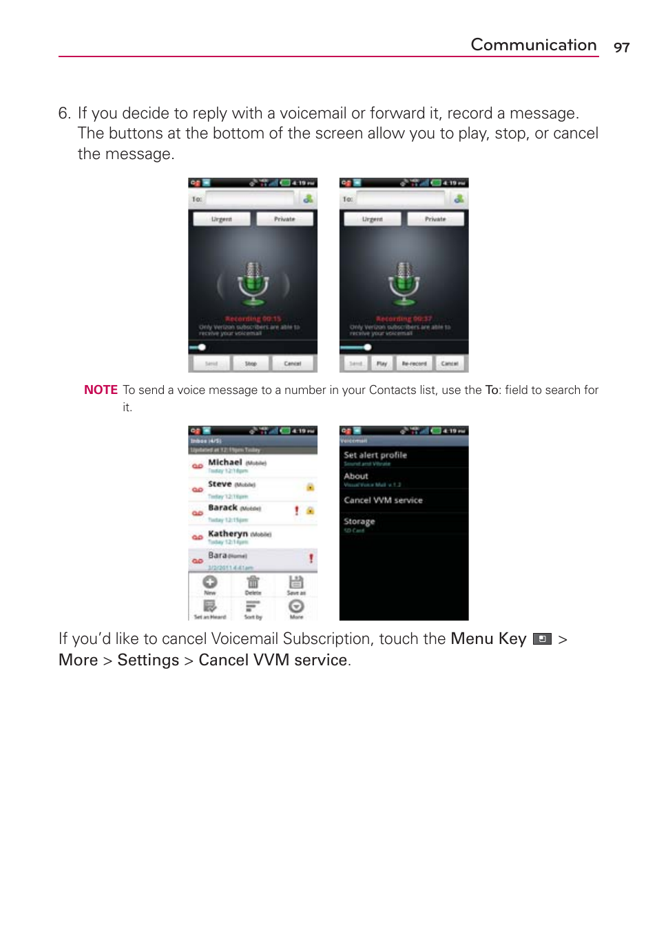 Communication | LG VS910 User Manual | Page 99 / 239
