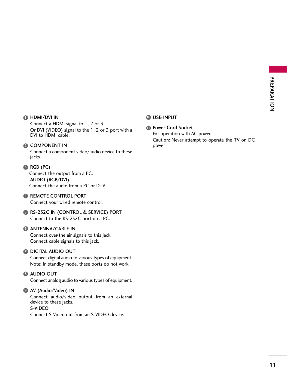 Prep ar ation | LG 60PY3DF-UJ User Manual | Page 13 / 122