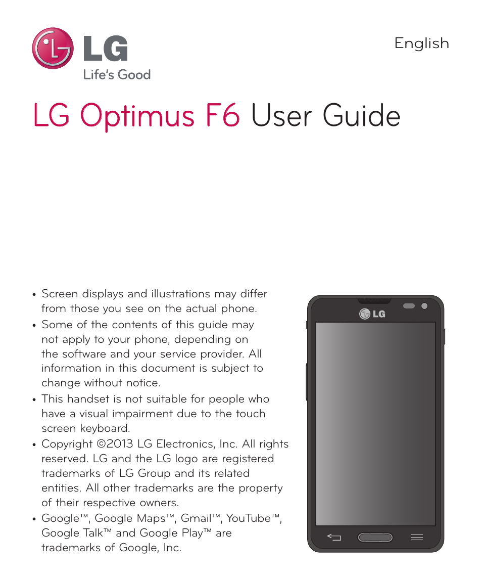 Lg optimus f6, Lg optimus f6 user guide | LG D500 User Manual | Page 2 / 134