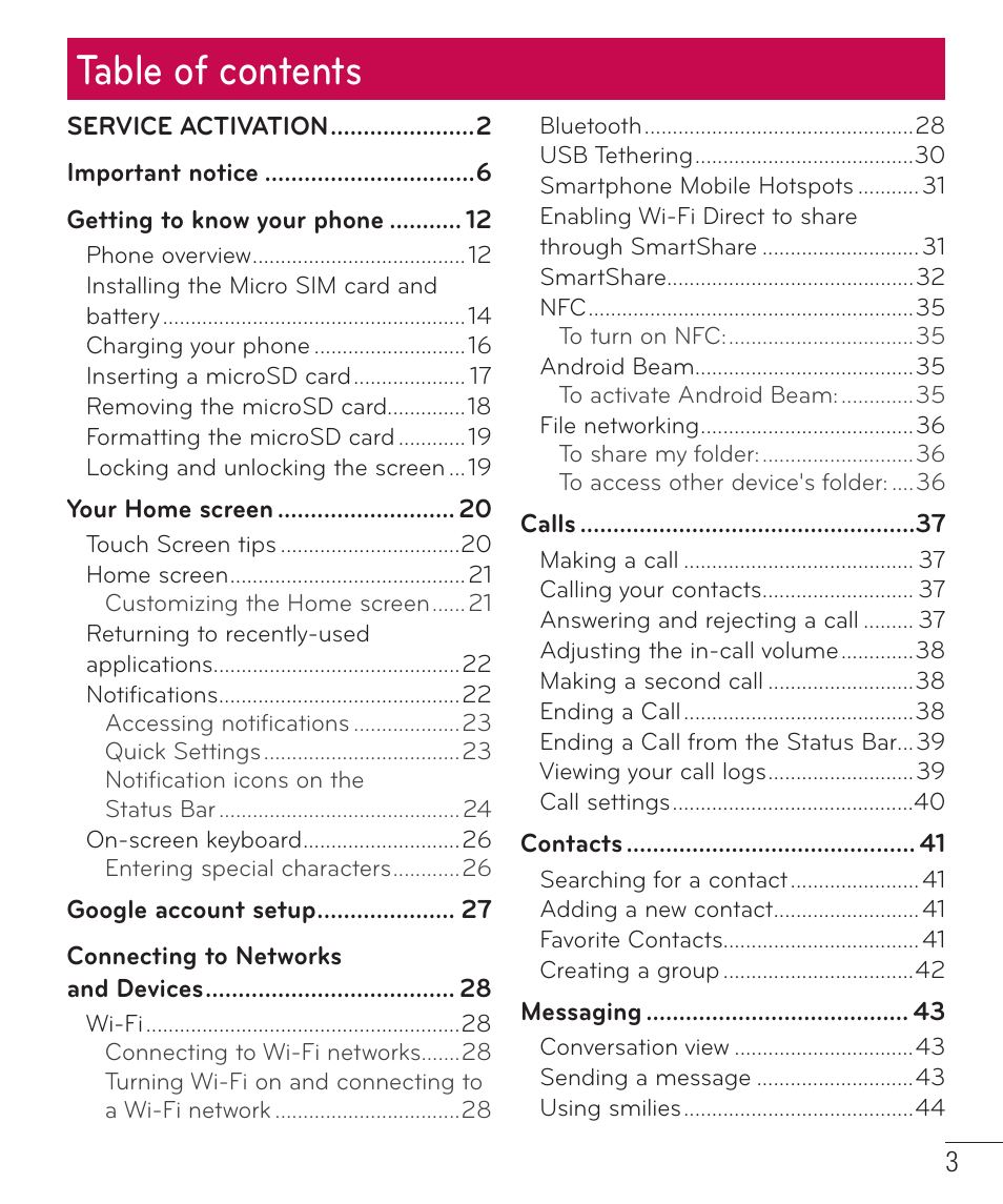 LG D500 User Manual | Page 4 / 134