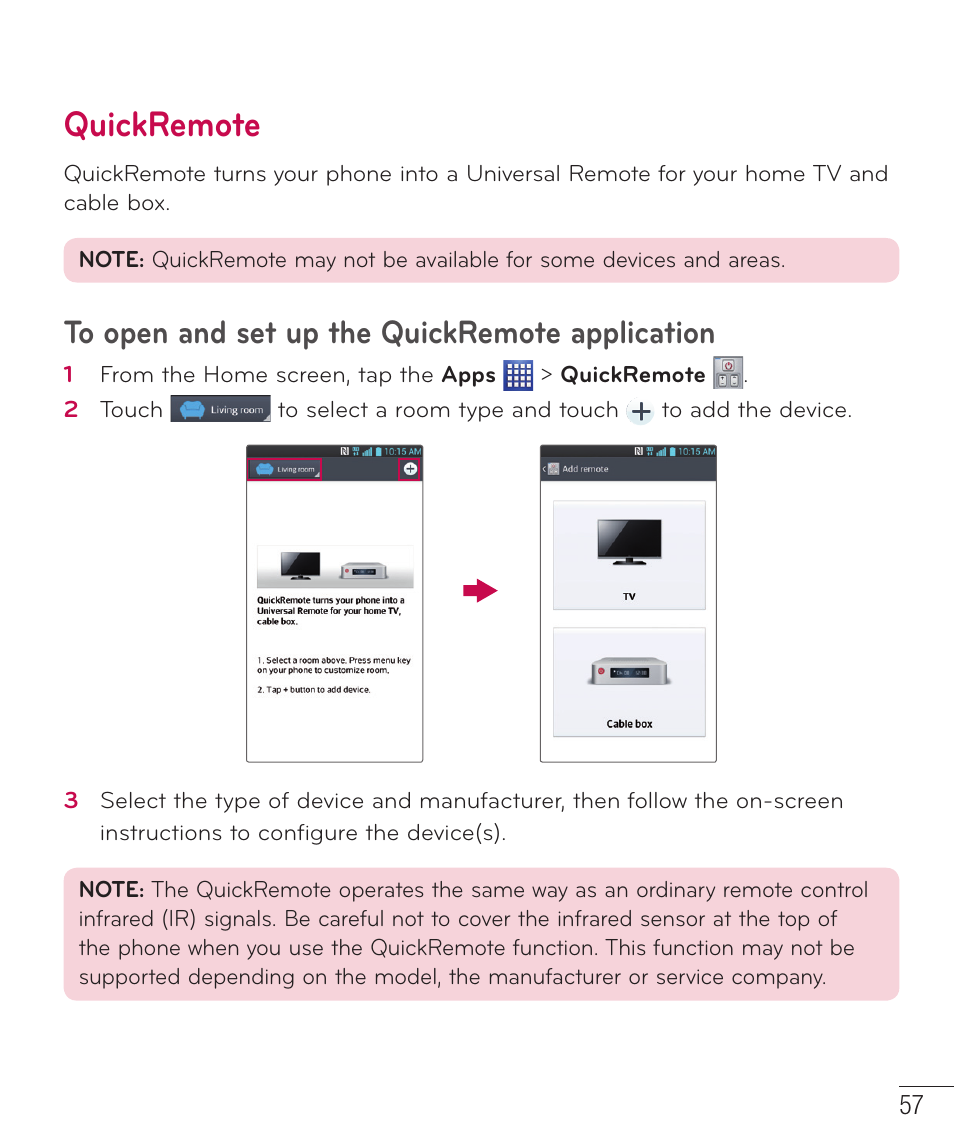 Quickremote | LG D500 User Manual | Page 58 / 134