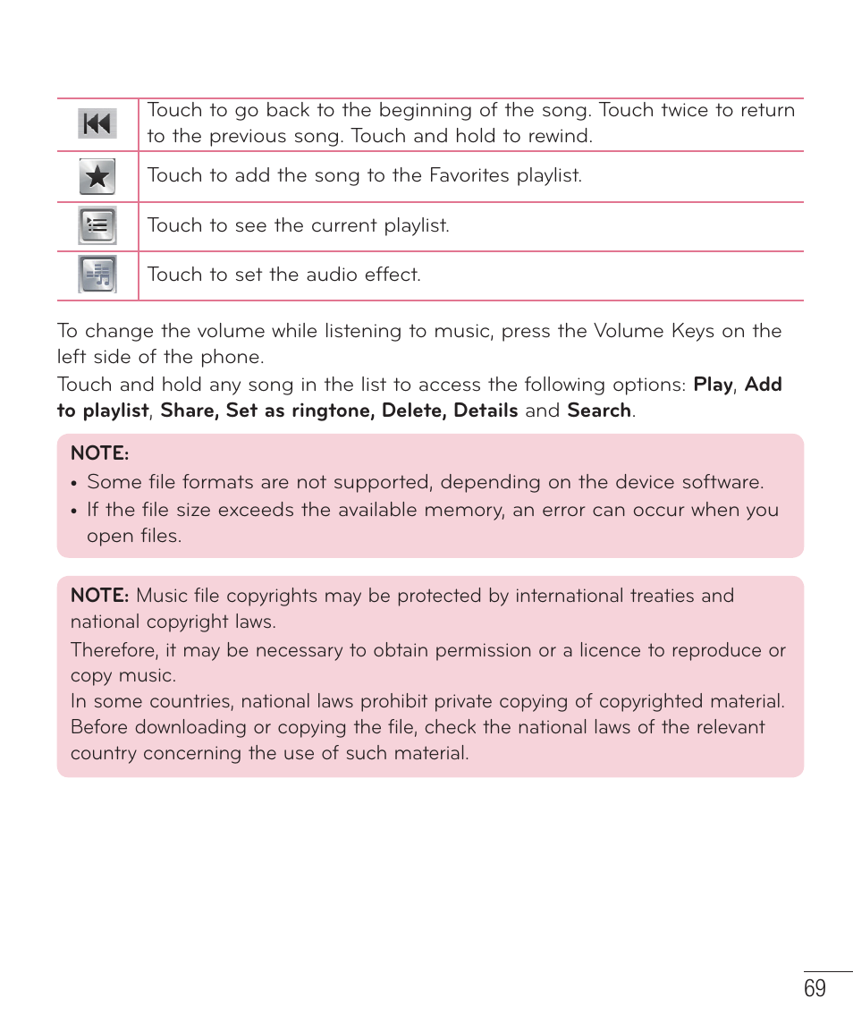 LG D500 User Manual | Page 70 / 134