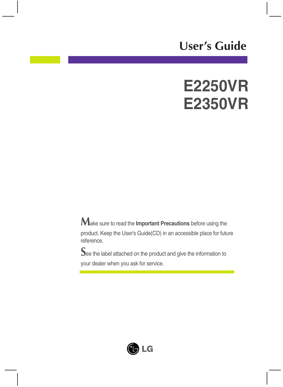 LG E2250VR-SN User Manual | 36 pages