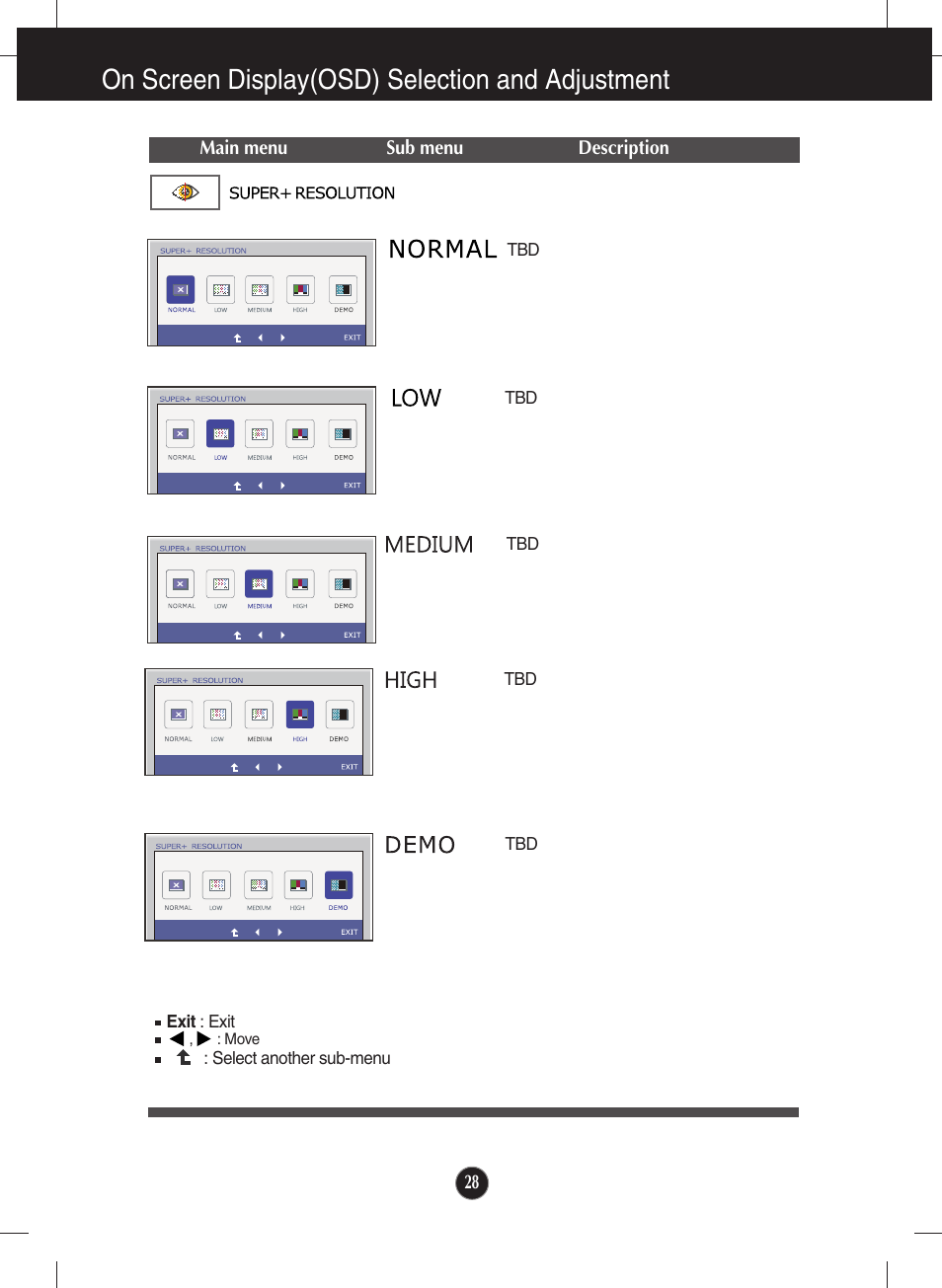 On screen display(osd) selection and adjustment | LG E2250VR-SN User Manual | Page 29 / 36