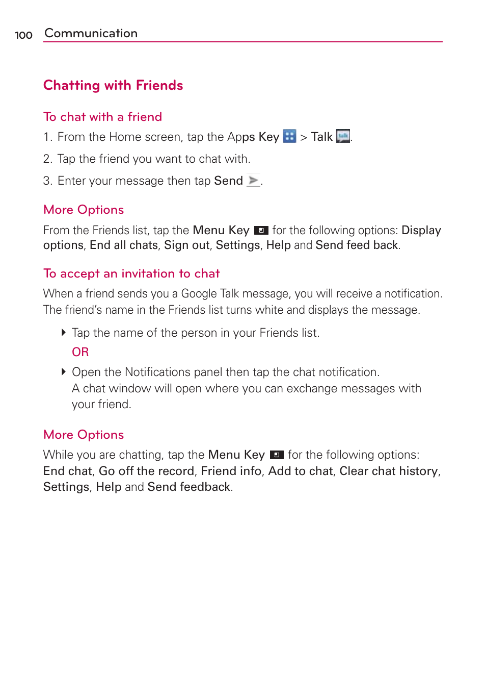 Chatting with friends | LG LGVS920 User Manual | Page 102 / 192