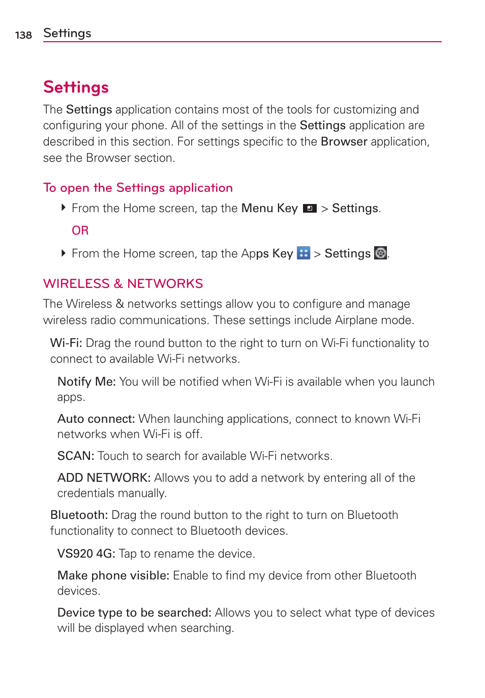 Settings | LG LGVS920 User Manual | Page 140 / 192