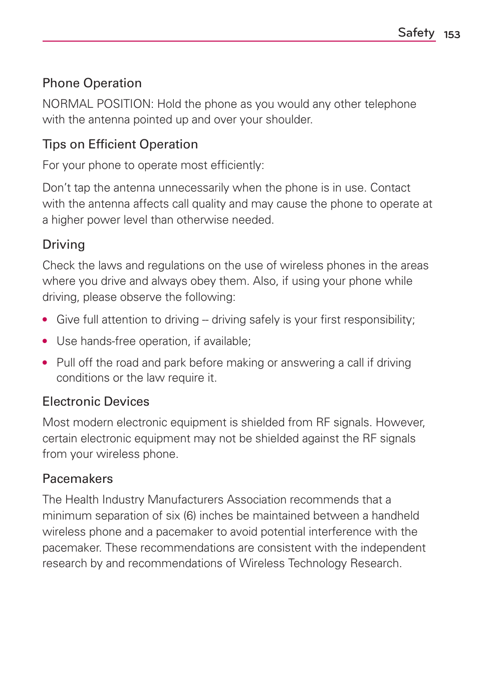 Safety | LG LGVS920 User Manual | Page 155 / 192