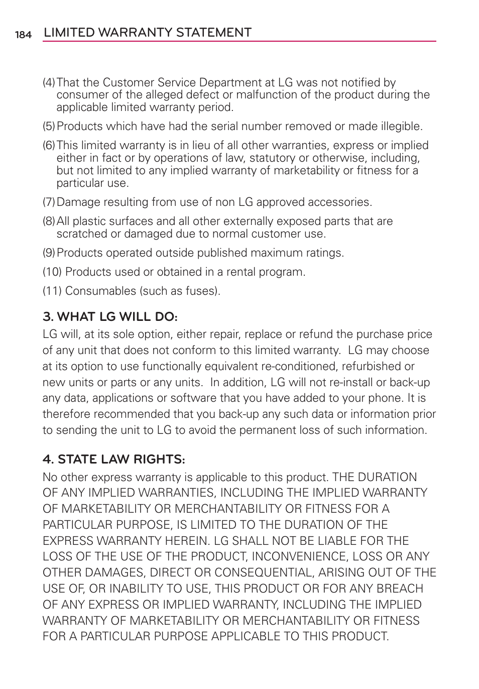 LG LGVS920 User Manual | Page 186 / 192