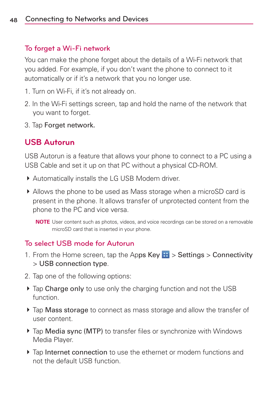 Usb autorun | LG LGVS920 User Manual | Page 50 / 192