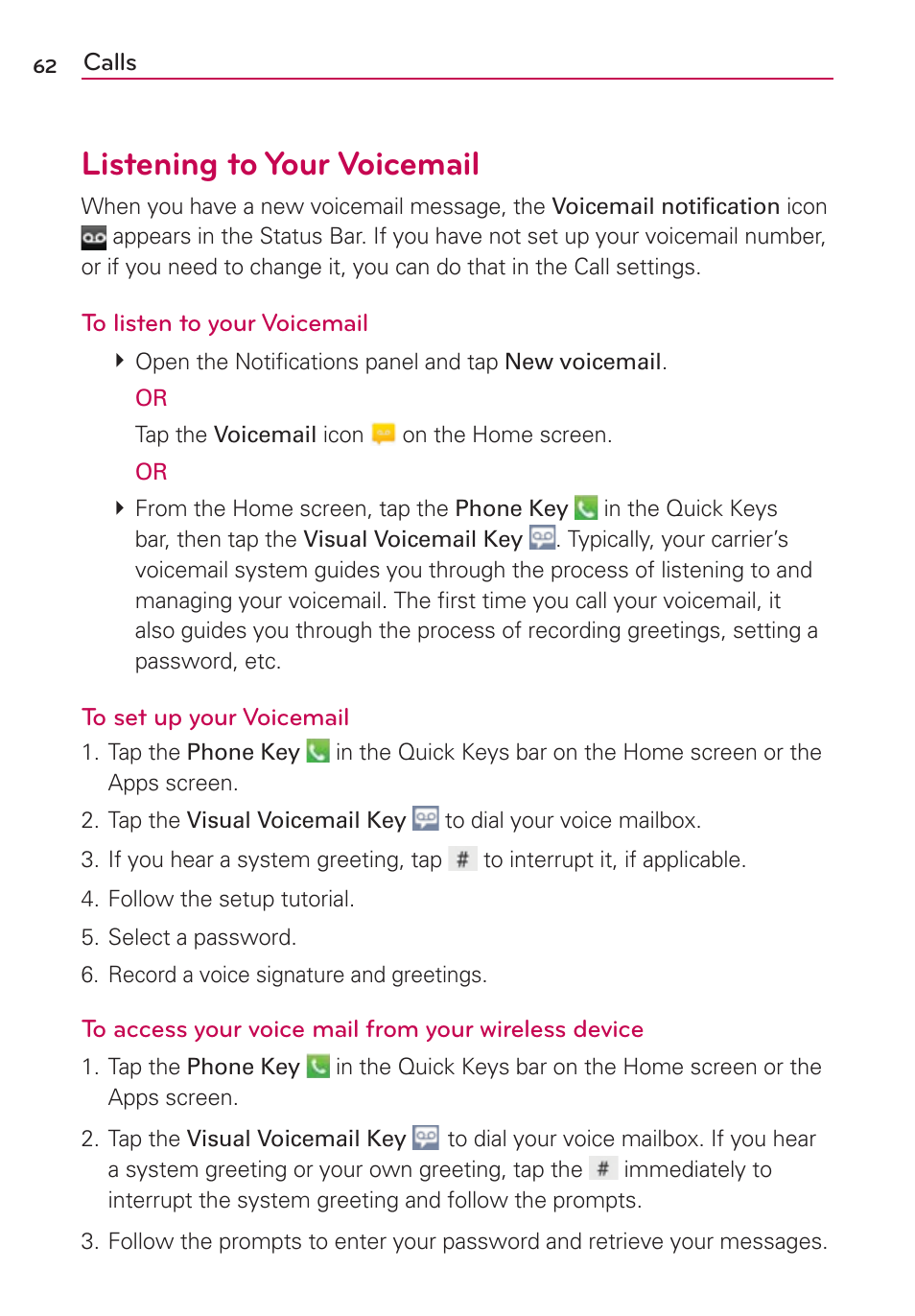 Listening to your voicemail | LG LGVS920 User Manual | Page 64 / 192