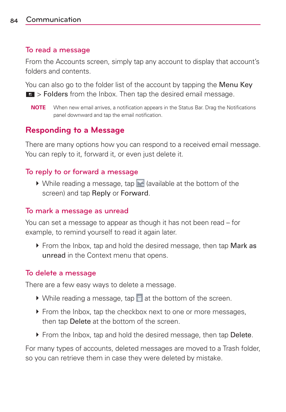 Responding to a message | LG LGVS920 User Manual | Page 86 / 192