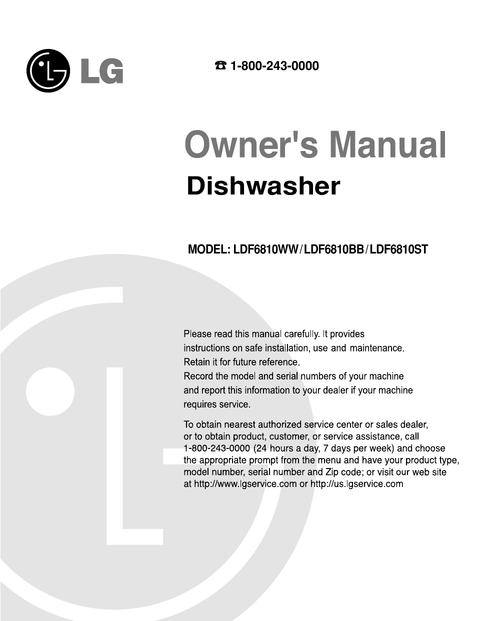 LG LDF6810ST User Manual | 48 pages