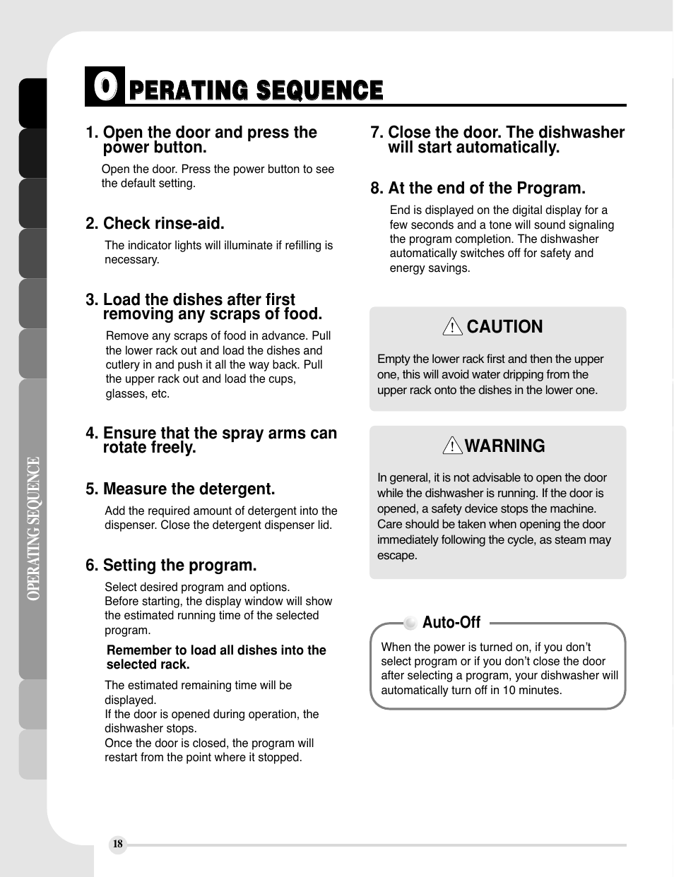 Ppe er ra at tiin ng g s se eq qu ue en nc ce e | LG LDF6810ST User Manual | Page 18 / 48