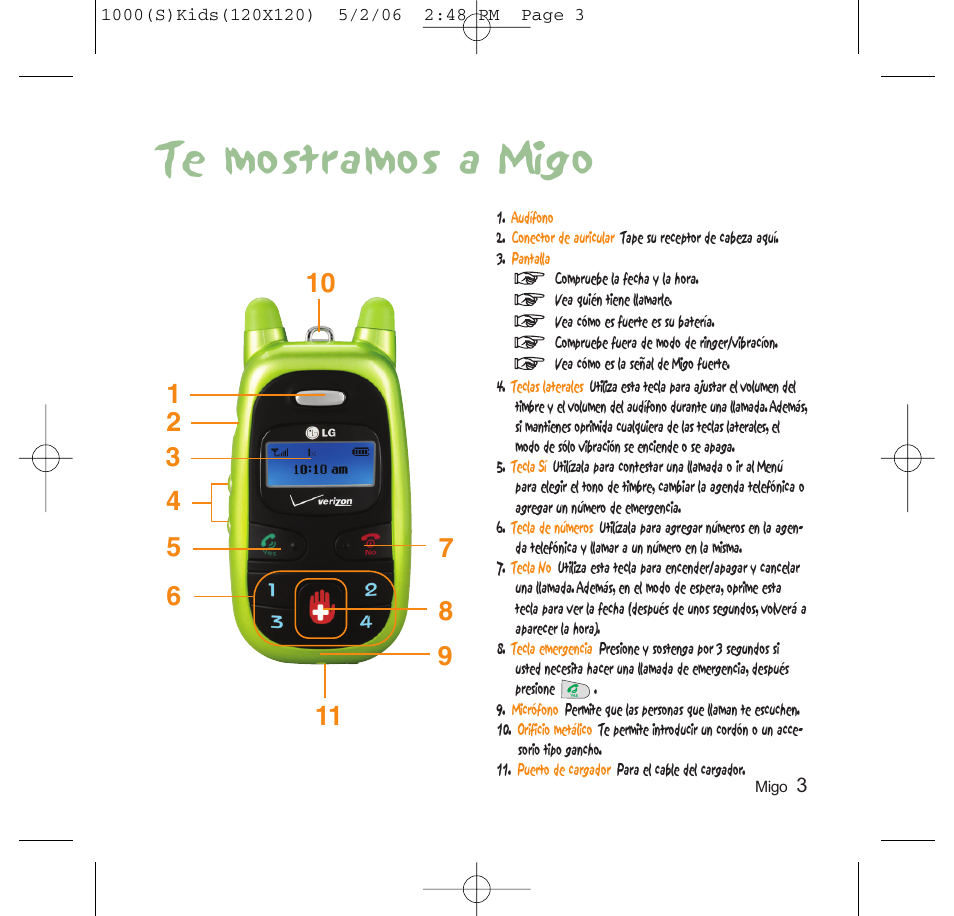 Te mostramos a migo | LG VX1000 User Manual | Page 15 / 20