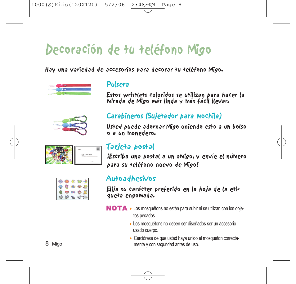 Decoración de tu teléfono migo | LG VX1000 User Manual | Page 20 / 20