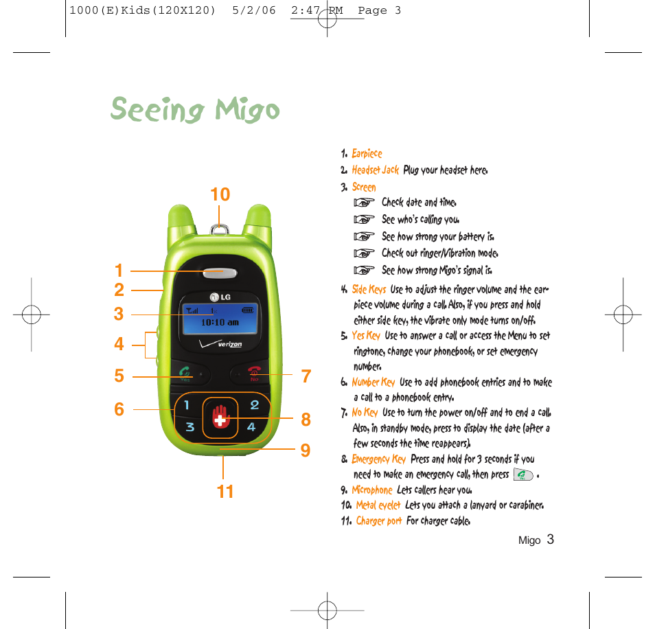 Seeing migo | LG VX1000 User Manual | Page 6 / 20