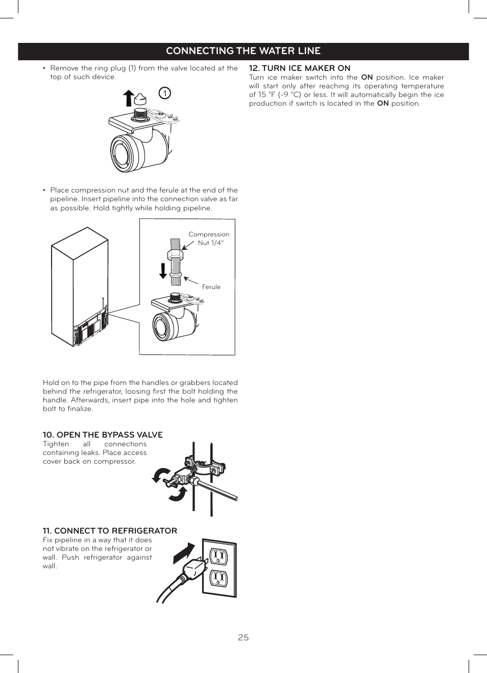 Connecting the water line | LG LFC20770SB User Manual | Page 26 / 30