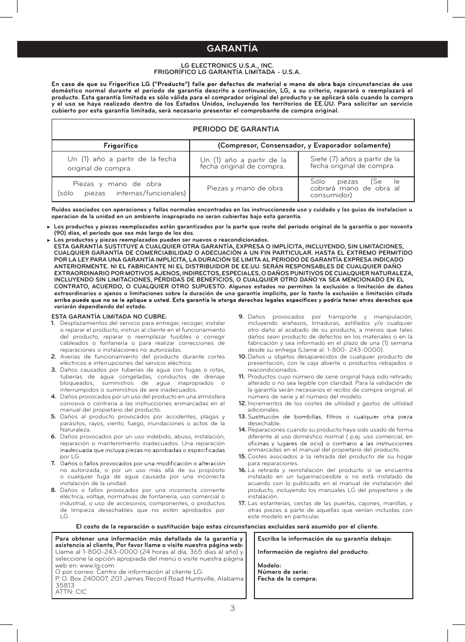 Garantía | LG LFC20770SB User Manual | Page 4 / 30