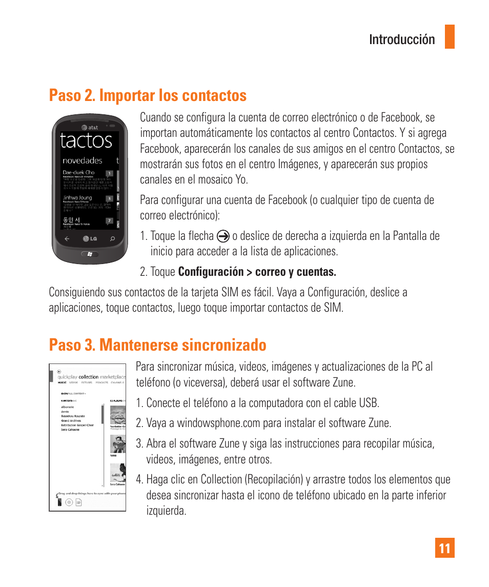 Paso 2. importar los contactos, Paso 3. mantenerse sincronizado | LG LGC900 User Manual | Page 129 / 244