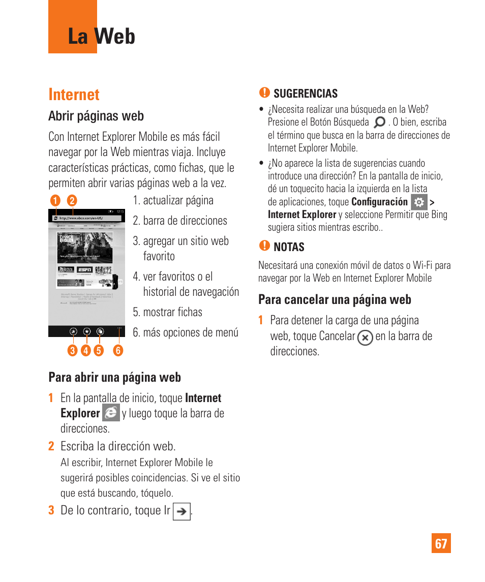 La web, Internet | LG LGC900 User Manual | Page 185 / 244