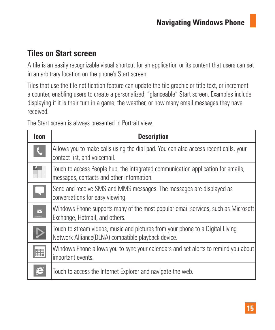 Tiles on start screen | LG LGC900 User Manual | Page 19 / 244