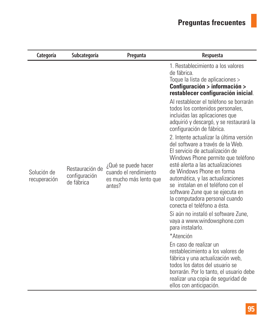 Preguntas frecuentes 95 | LG LGC900 User Manual | Page 213 / 244