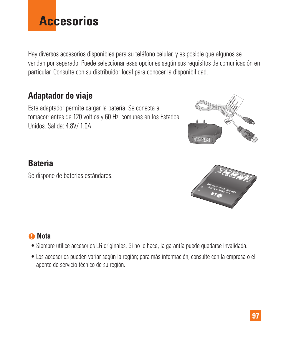 Accesorios | LG LGC900 User Manual | Page 215 / 244