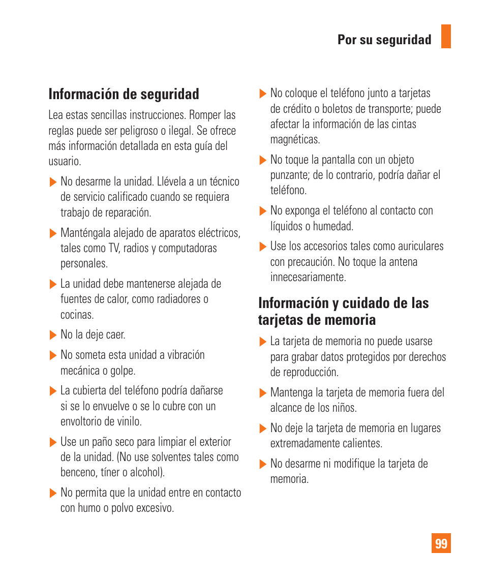 Información de seguridad | LG LGC900 User Manual | Page 217 / 244