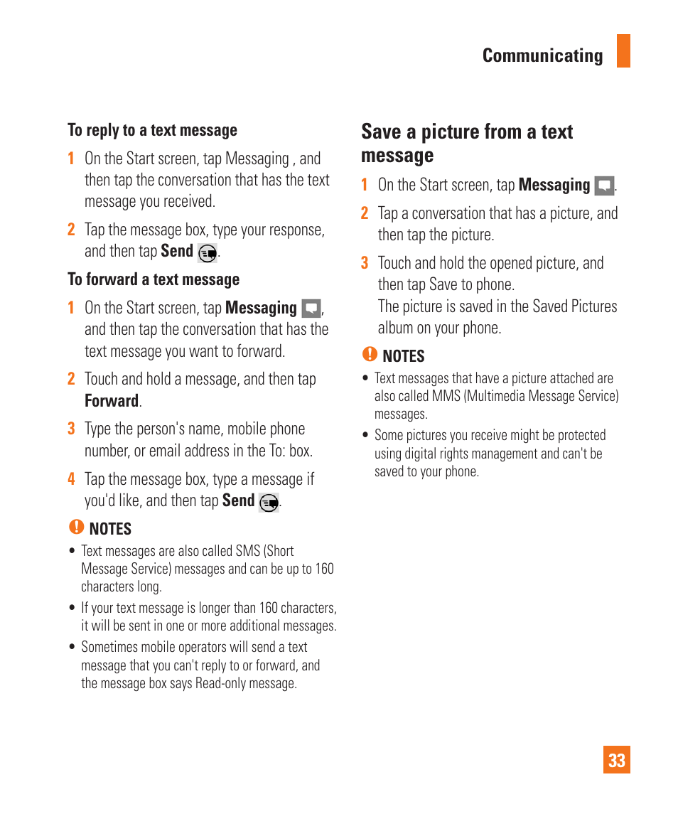 Save a picture from a text message | LG LGC900 User Manual | Page 37 / 244