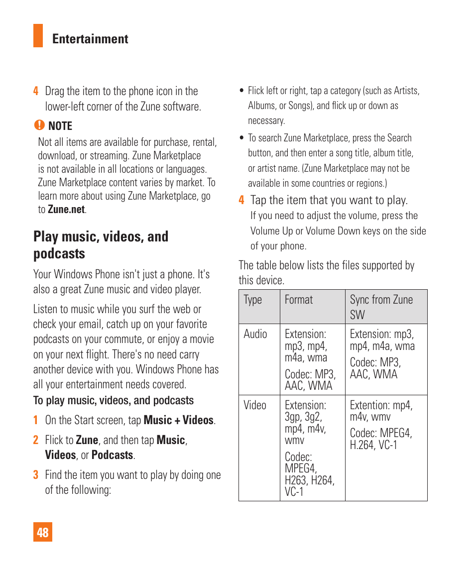 Play music, videos, and podcasts | LG LGC900 User Manual | Page 52 / 244