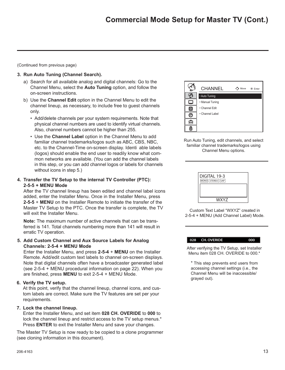 Commercial mode setup for master tv (cont.) | LG 32LD320H User Manual | Page 130 / 267