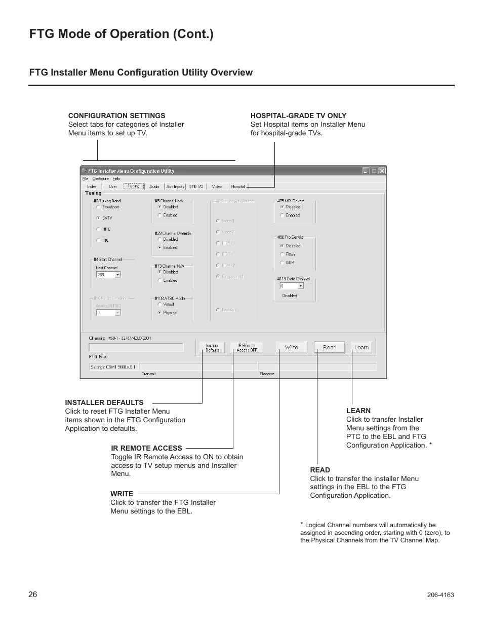 Ftg mode of operation (cont.), Ftg installer menu confi guration utility overview | LG 32LD320H User Manual | Page 143 / 267