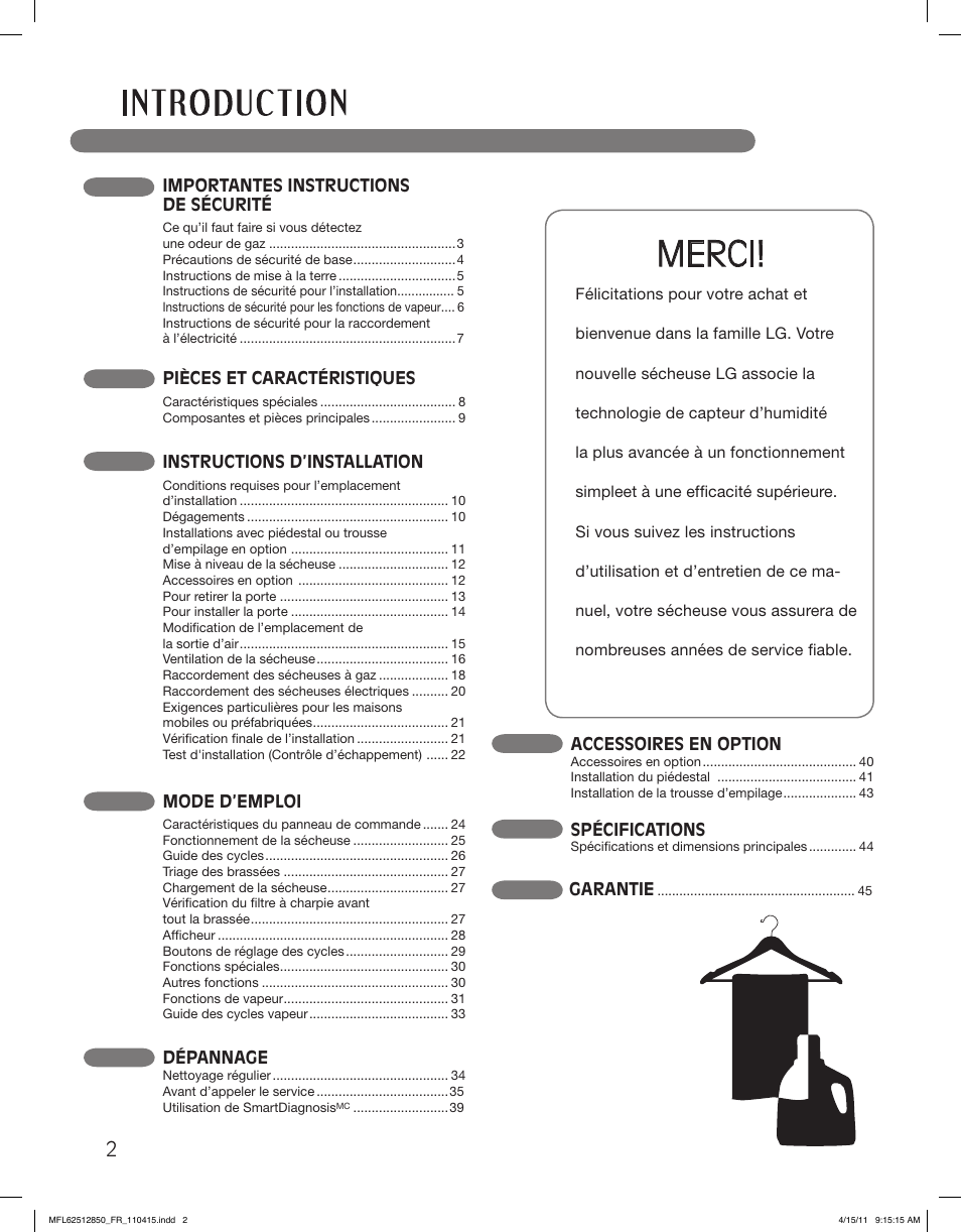 Merci | LG DLEX2450R User Manual | Page 102 / 148