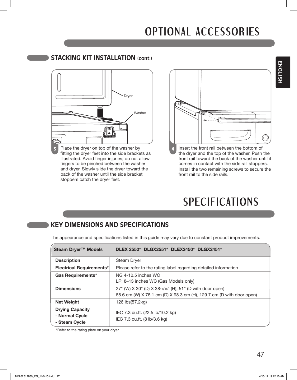 LG DLEX2450R User Manual | Page 47 / 148