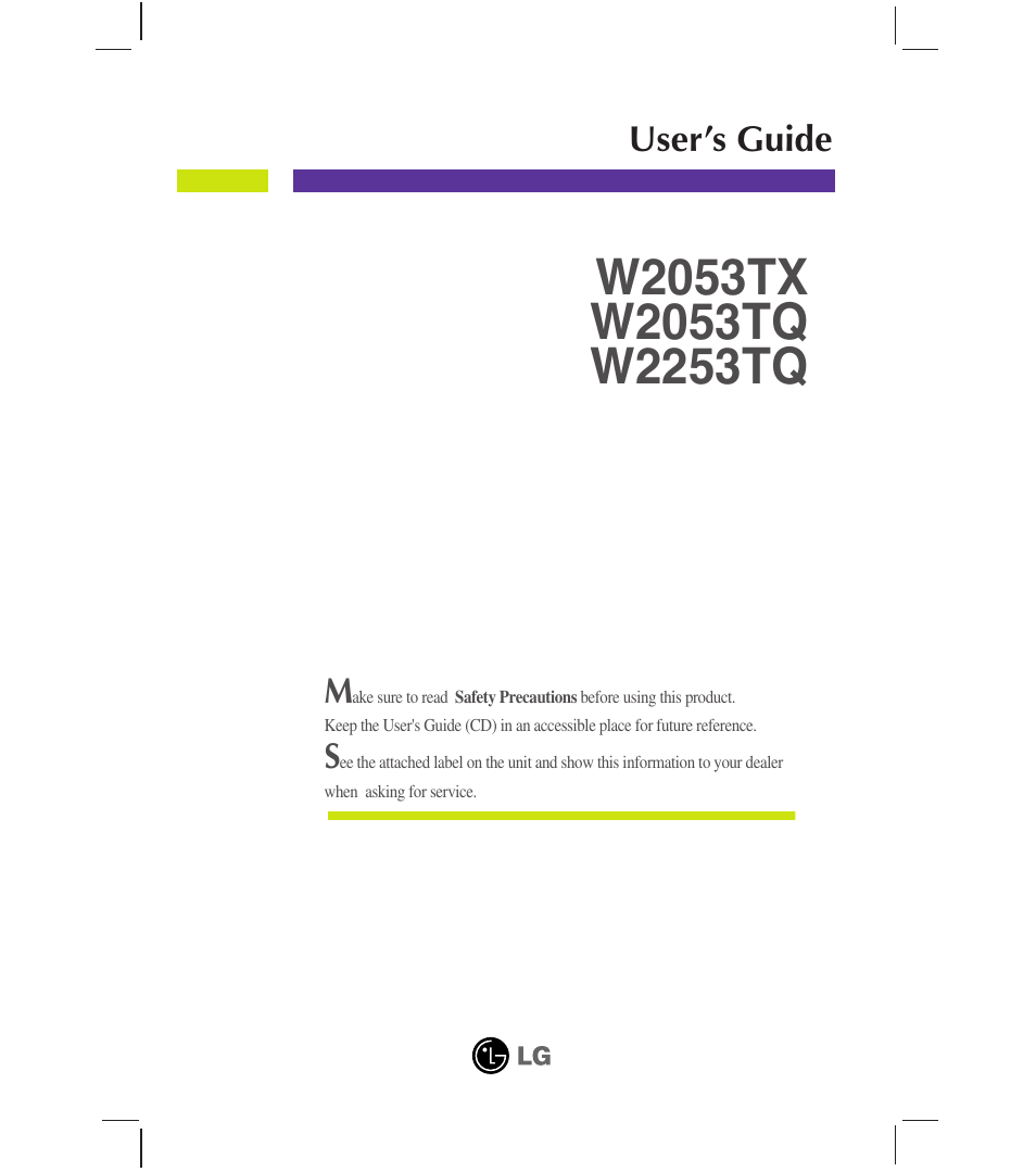 LG W2053TX-PF User Manual | 28 pages