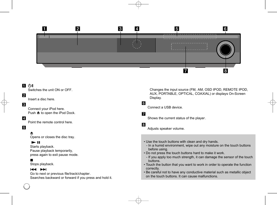 Front panel | LG LHB953 User Manual | Page 10 / 65