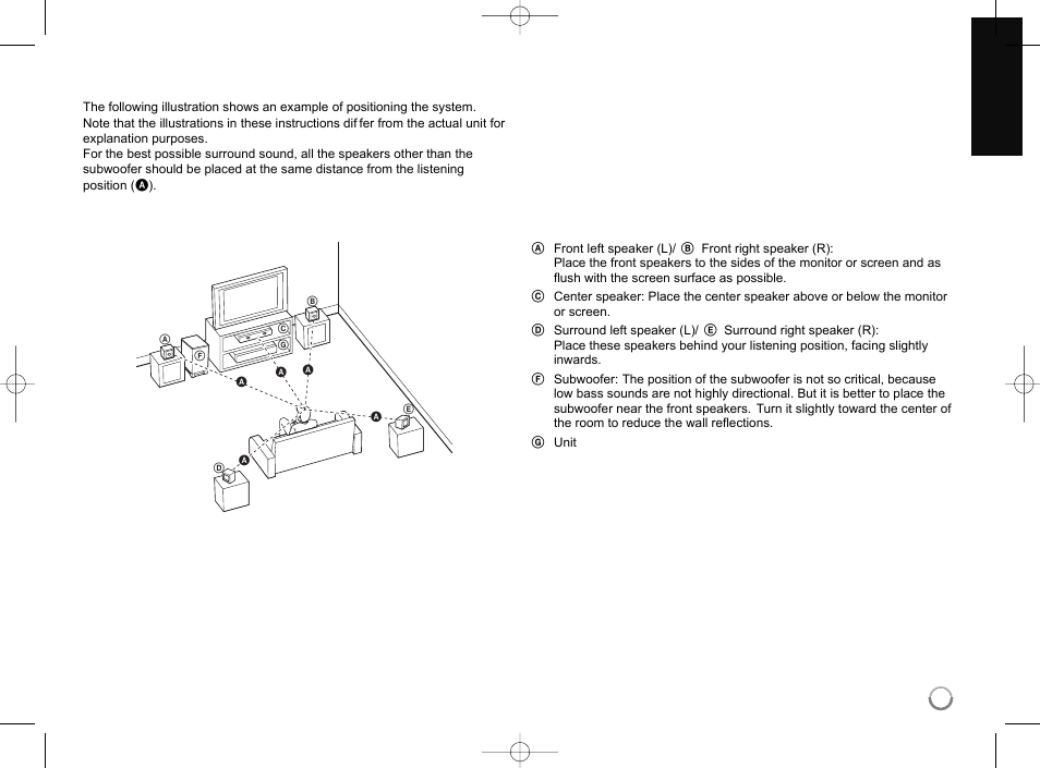 Positioning the system | LG LHB953 User Manual | Page 13 / 65