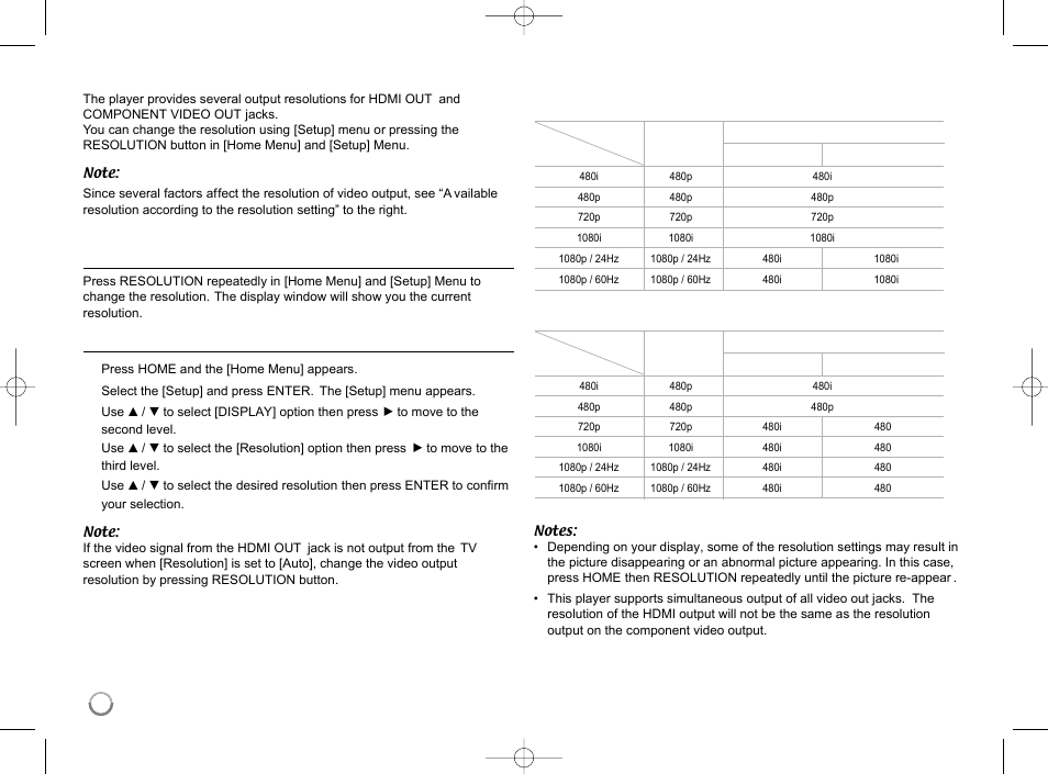 Resolution setting | LG LHB953 User Manual | Page 16 / 65