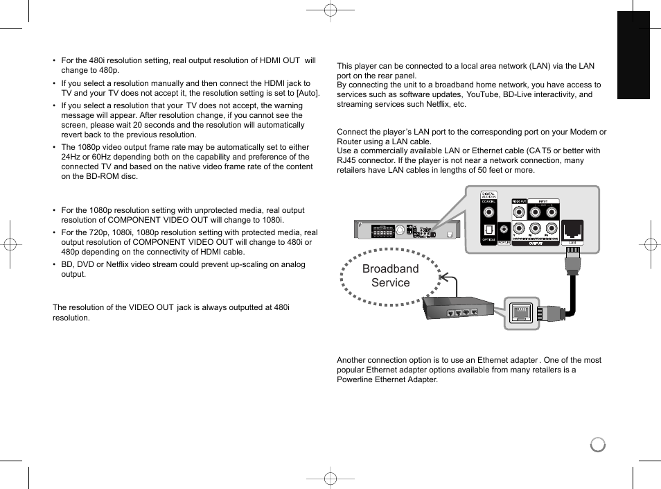 Internet connection, Broadband service | LG LHB953 User Manual | Page 17 / 65