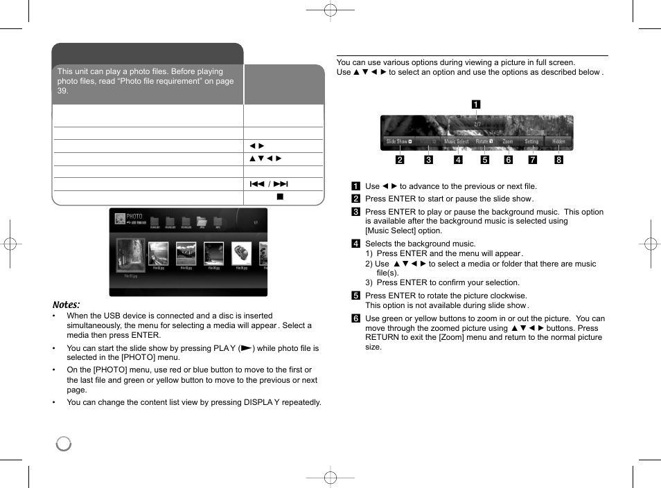 Viewing a photo | LG LHB953 User Manual | Page 38 / 65