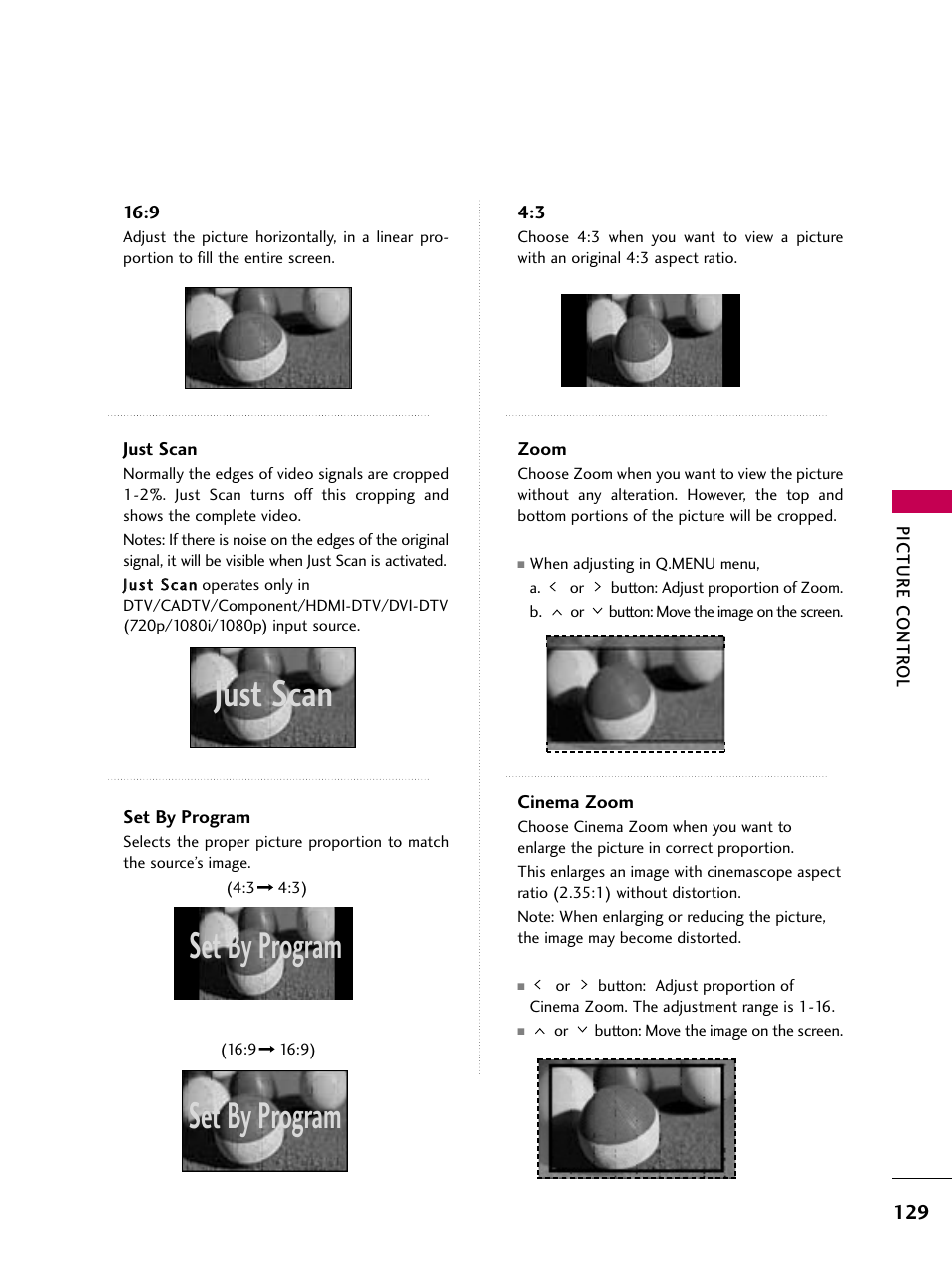 Just scan, Set by program | LG 47LH50 User Manual | Page 129 / 194