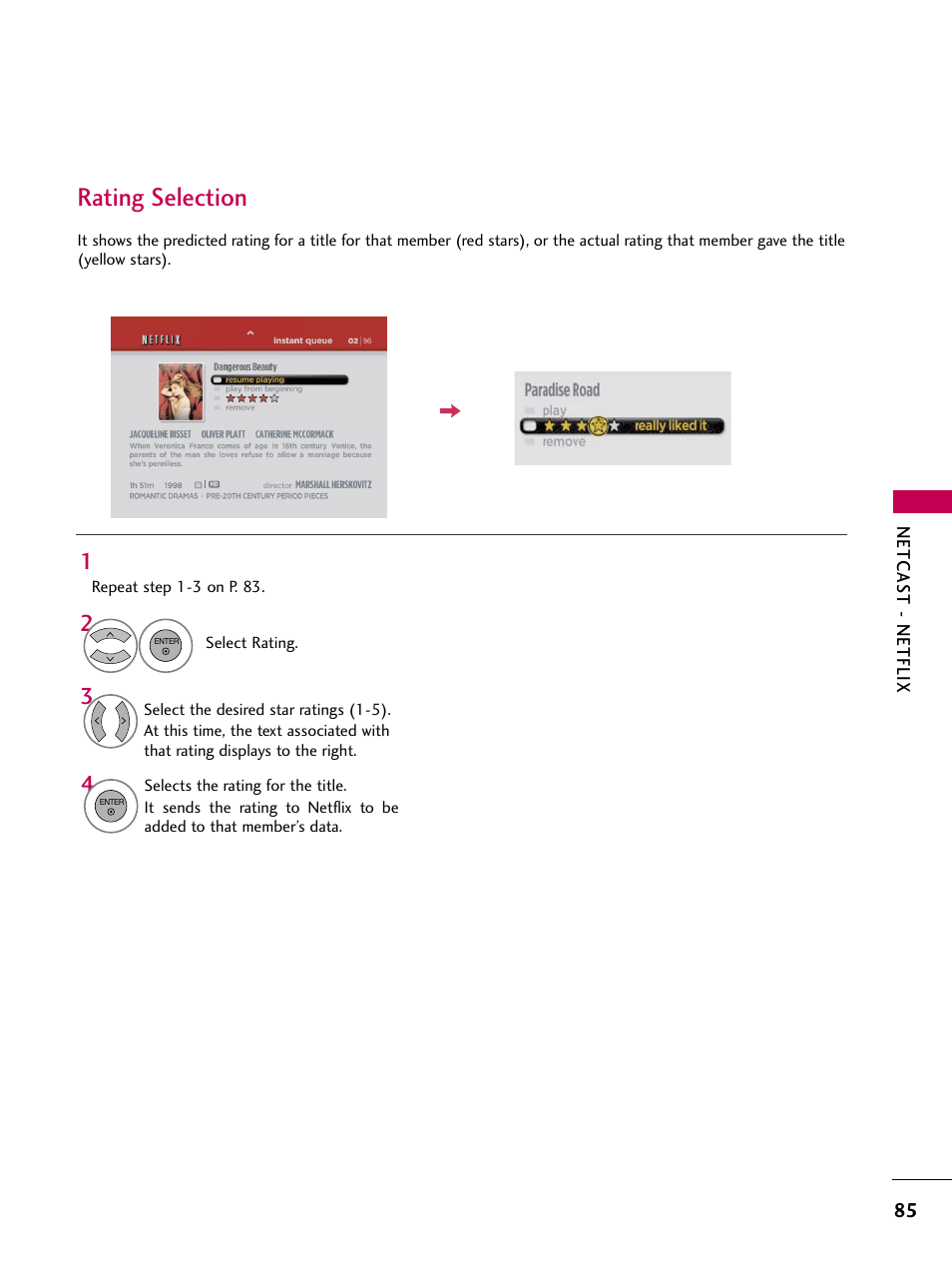 Rating selection | LG 47LH50 User Manual | Page 85 / 194