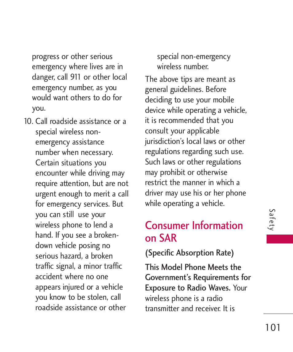 Consumer information on sar | LG LG370 User Manual | Page 103 / 119