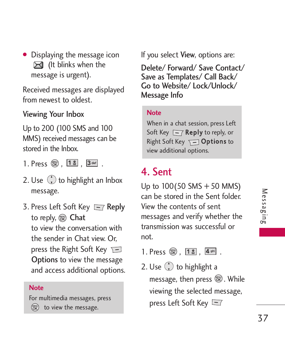 Sent | LG LG370 User Manual | Page 39 / 119
