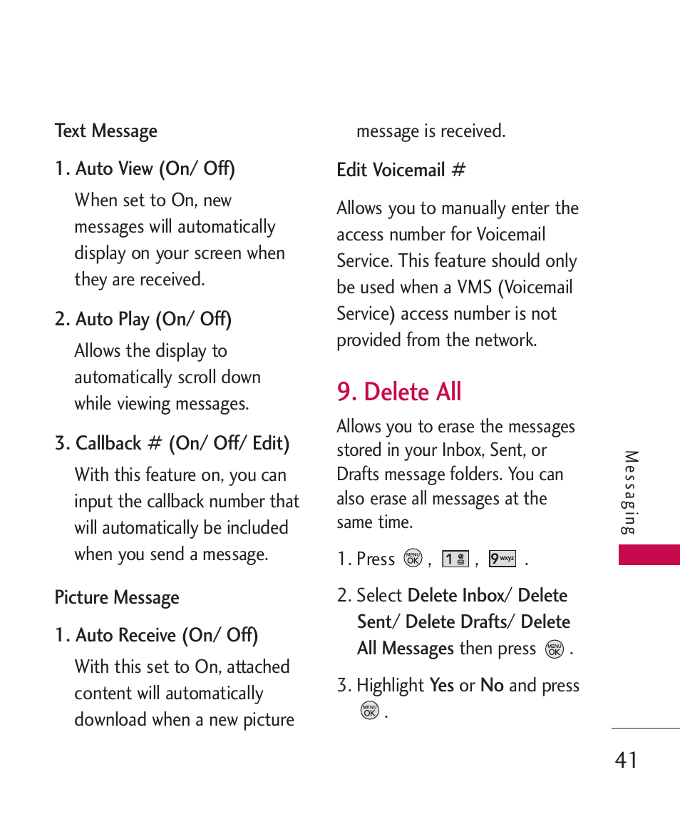 Delete all | LG LG370 User Manual | Page 43 / 119