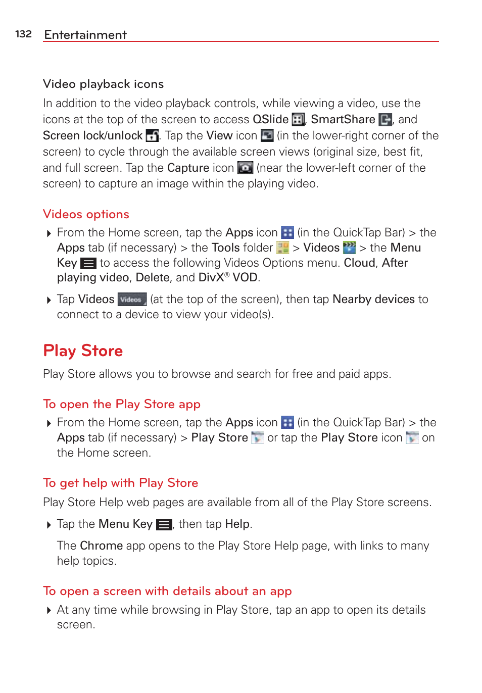 Play store | LG LGVS876 User Manual | Page 134 / 226