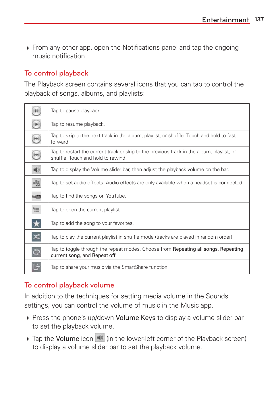 Entertainment | LG LGVS876 User Manual | Page 139 / 226