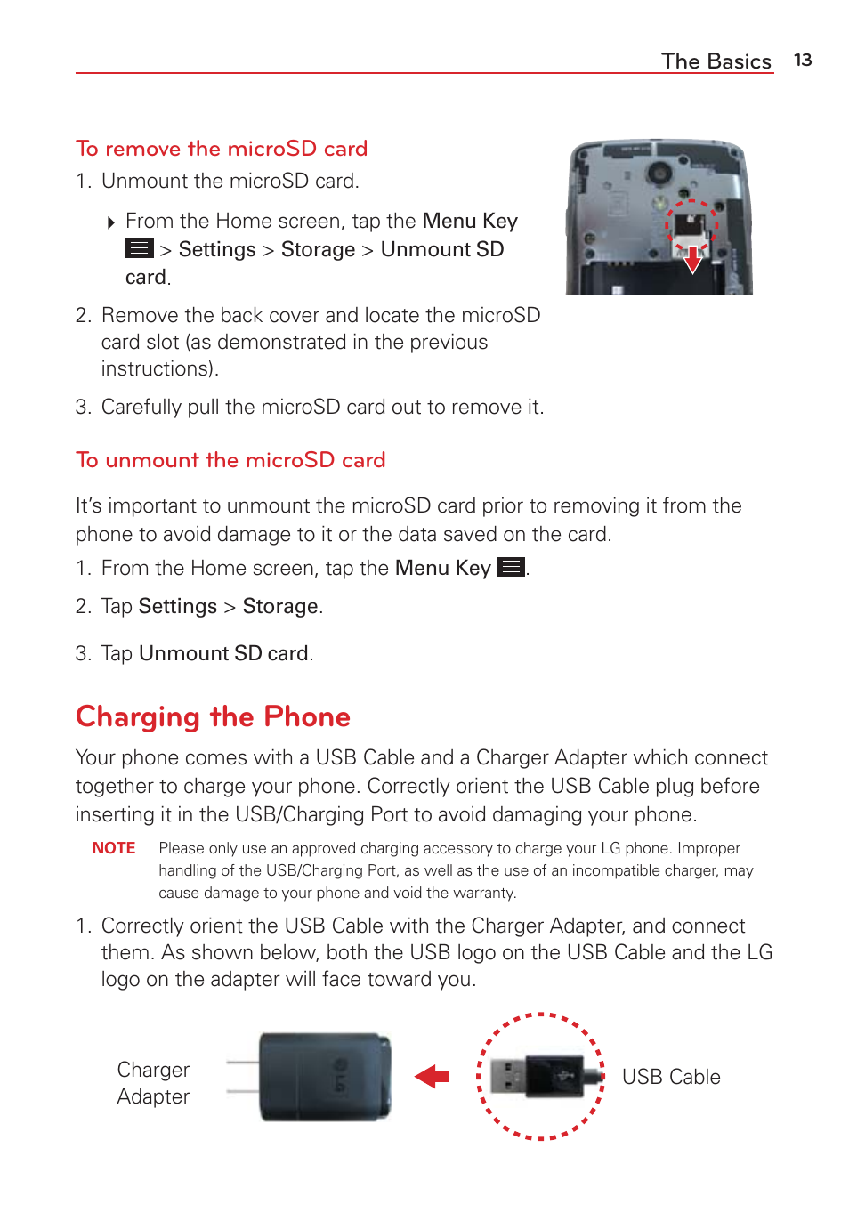 Charging the phone | LG LGVS876 User Manual | Page 15 / 226