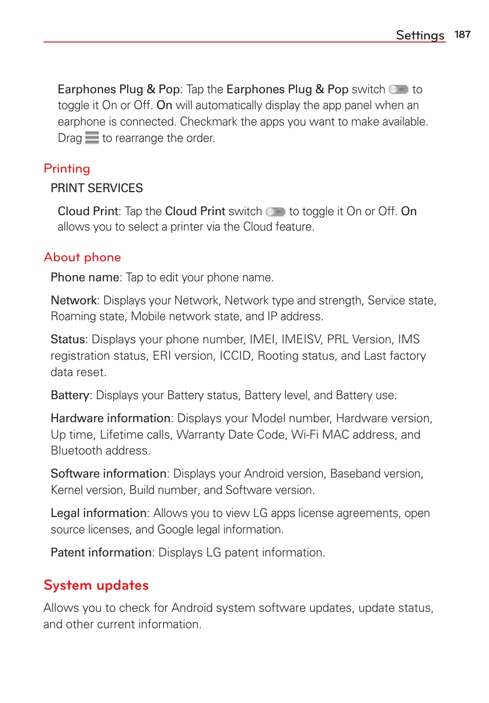 System updates | LG LGVS876 User Manual | Page 189 / 226