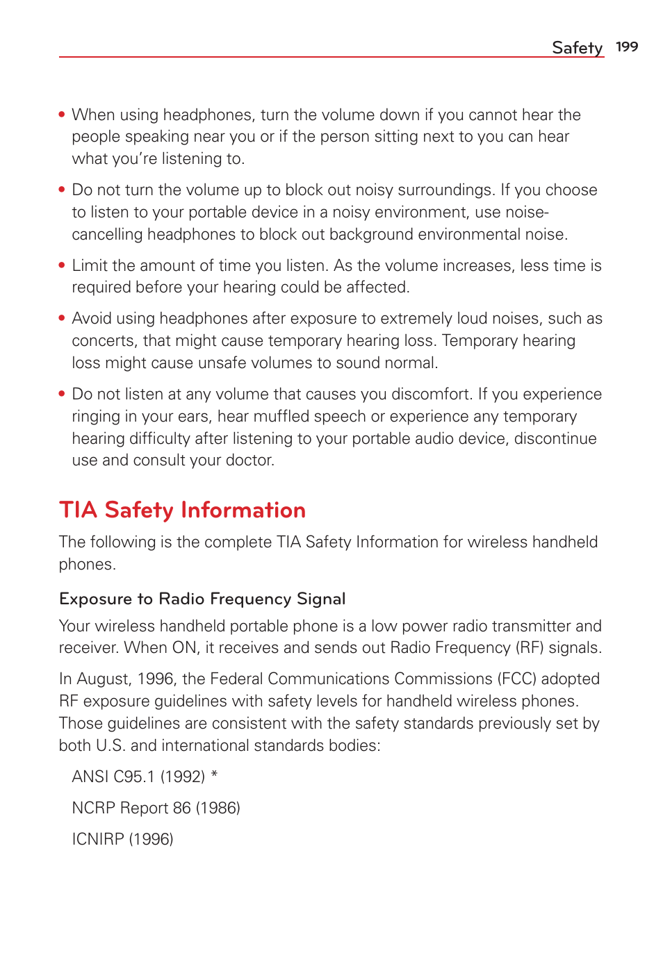 Tia safety information | LG LGVS876 User Manual | Page 201 / 226